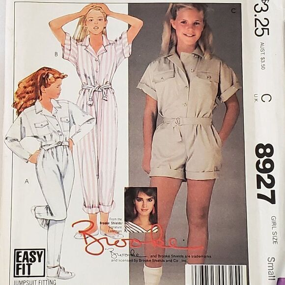 Vintage 80s McCalls Pattern 8927 Girls One Piece Romper Shorts Pants Sz S Uncut - Picture 1 of 2